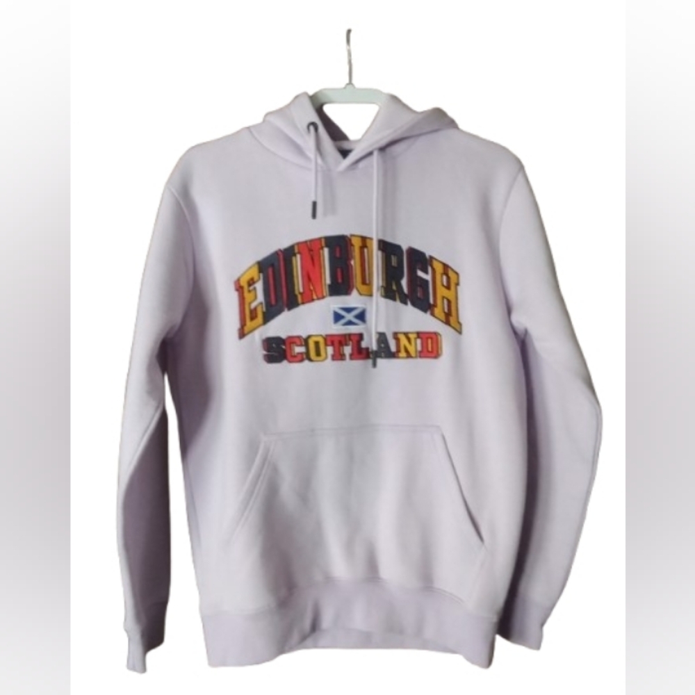 Cotton Wonders Edinburgh Scotland Embroidered Hoodie Small Lavender